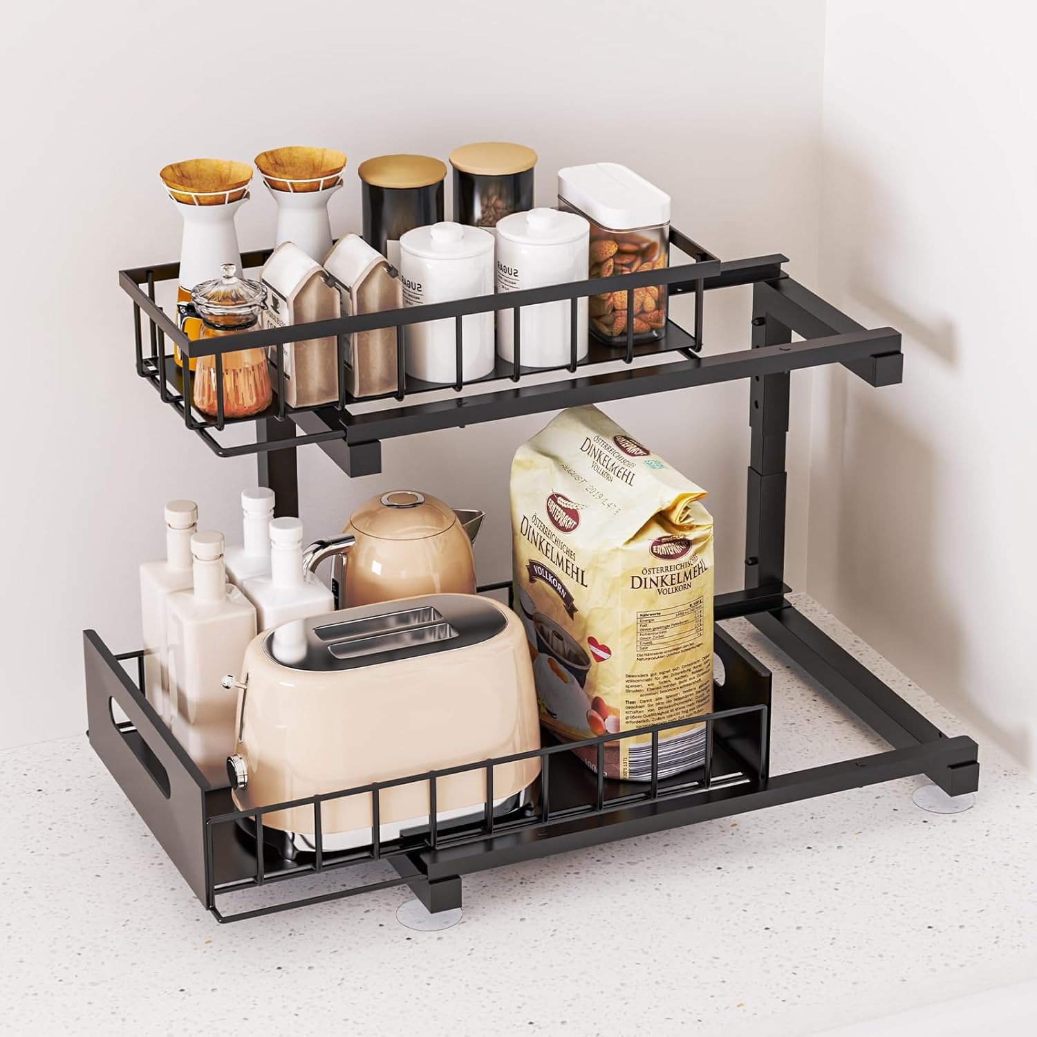 3-Tier Metal Kitchen Spice Rack Organizer