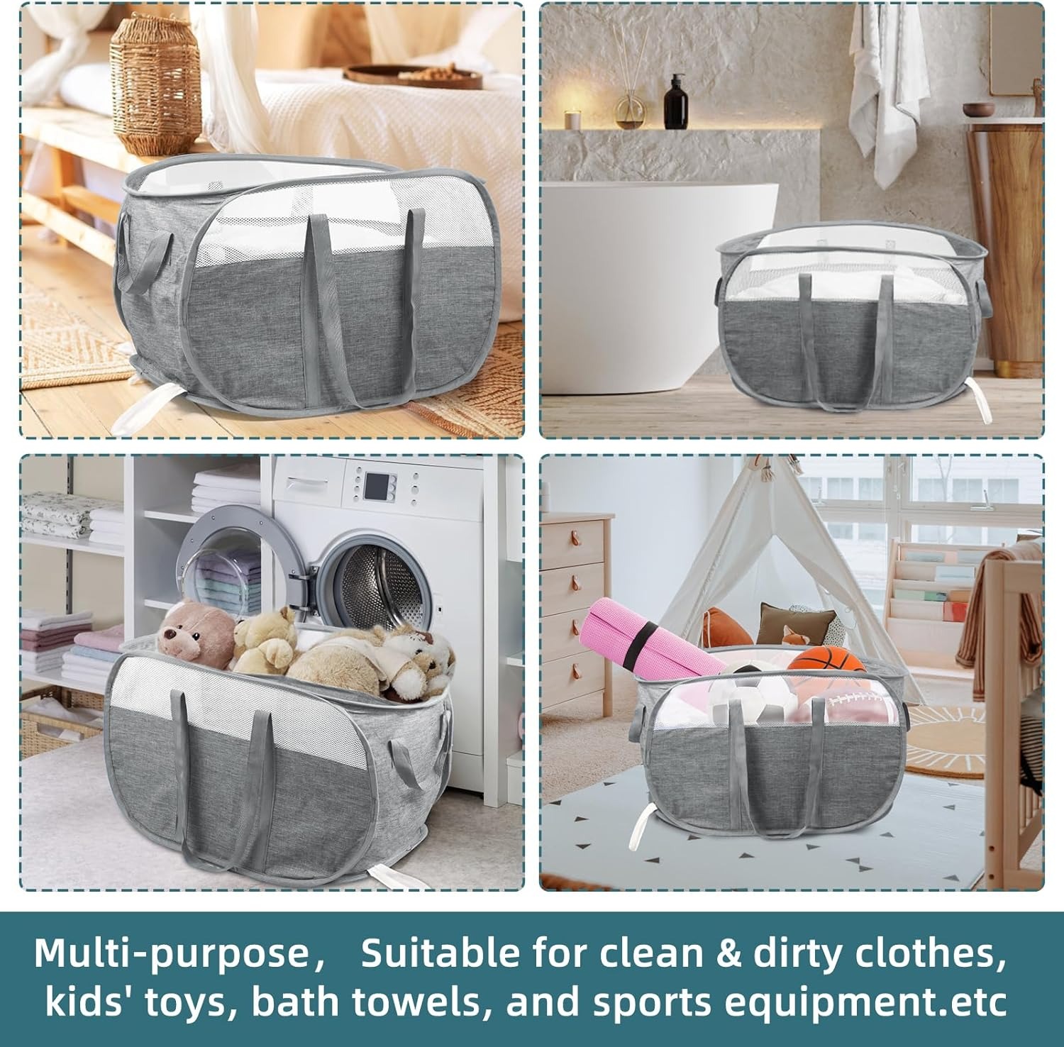 Durable Foldable Laundry Basket, Easy to Carry Laundry Hamper for Home