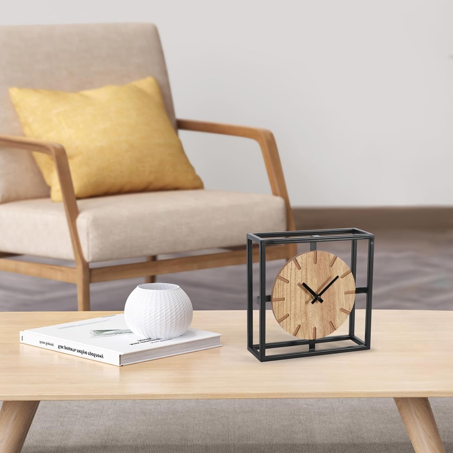 QIYAODECO Vintage Table Clock (Golden / Non-Ticking)
