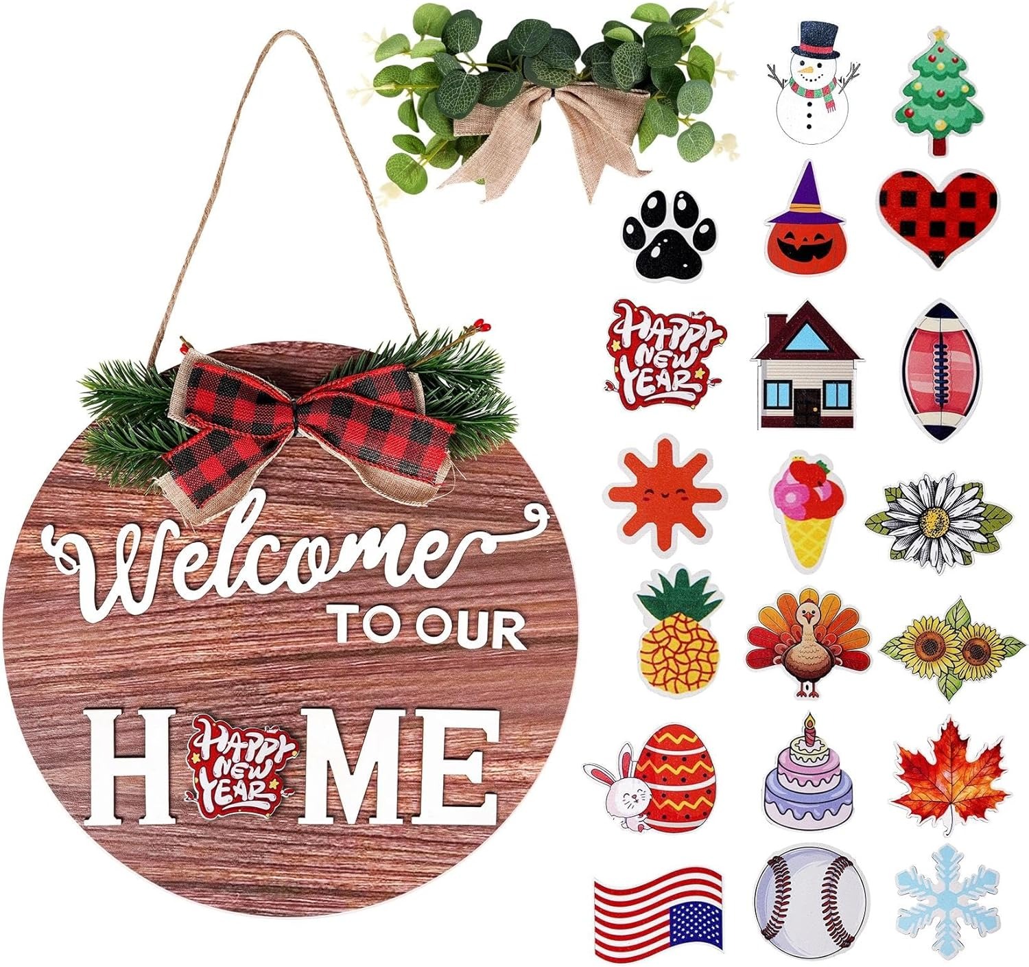 Interchangeable Seasonal Welcome Sign (21 Icons)