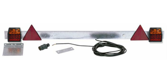 Barra regolabile 1180 ÷ 1700 mm con fanali posteriori 12V a LED e triangoli rifrangenti