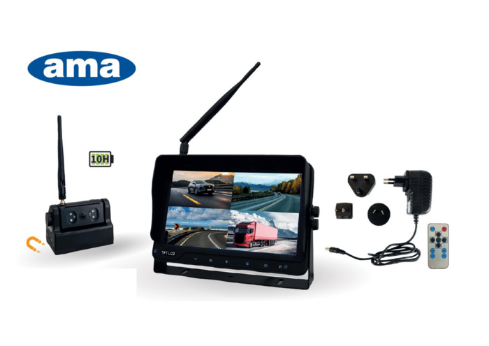  Kit video wireless AHD 7" con camera magnetica a batteria ricaricabile 12-24V