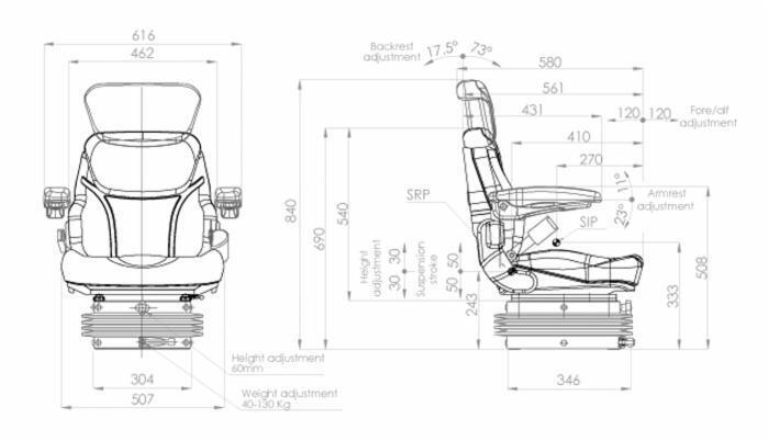 SEDILE ACTIVO PLUS IN SKY CON MOLLEGGIO MECCANICO