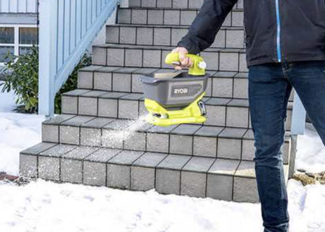 Spargitore Ryobi elettrico, per concime sale seme