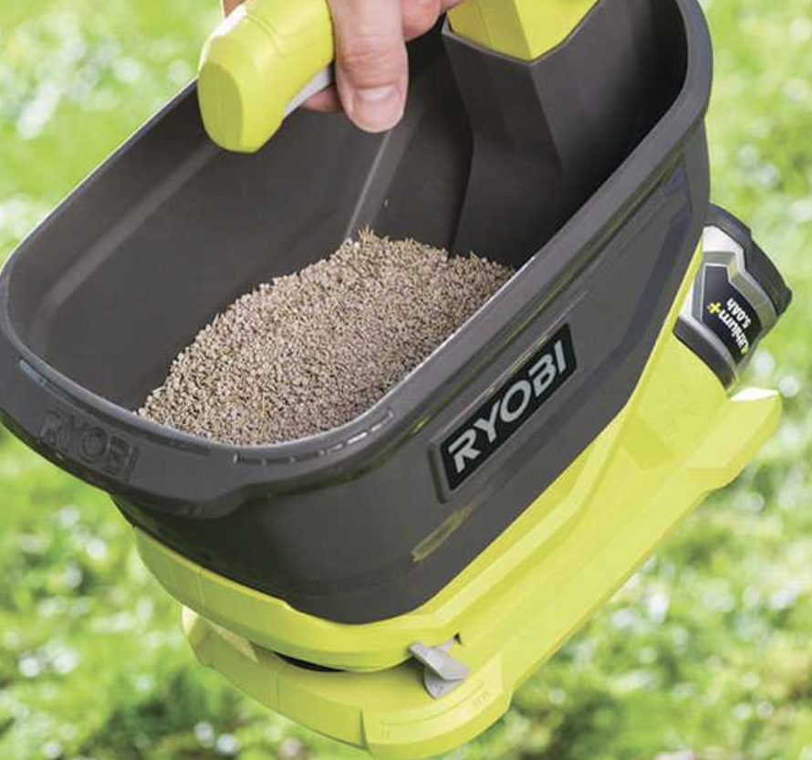 Spargitore Ryobi elettrico, per concime sale seme