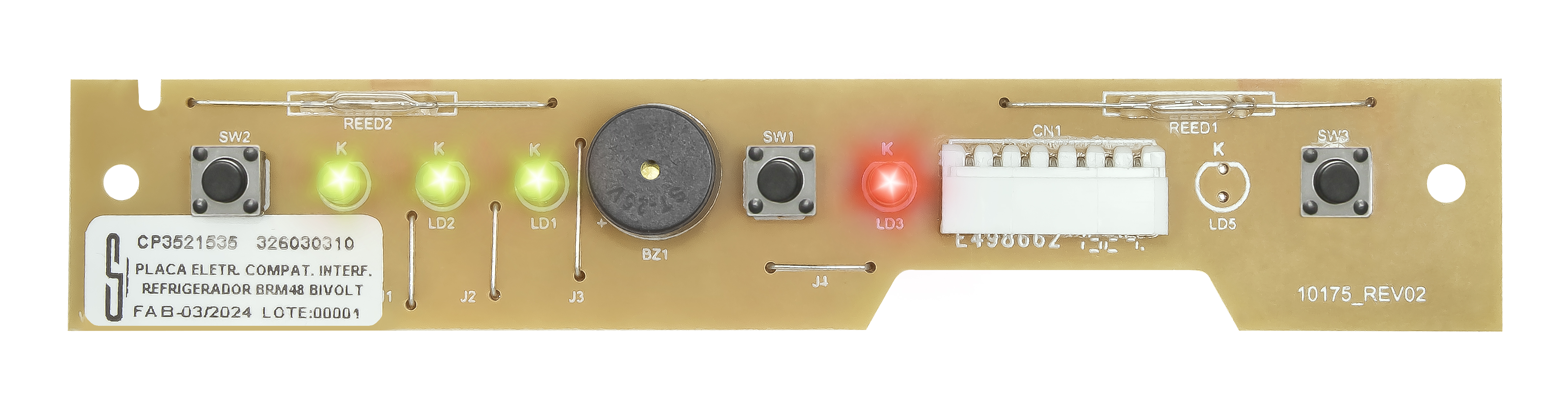Placa Interface Geladeira Brastemp/Consul BRM48/BRM40D/BRM40EB/BRM40ES/BRM44D/BRM44EB/BRM44ER/BRM47AB bivolt Similar