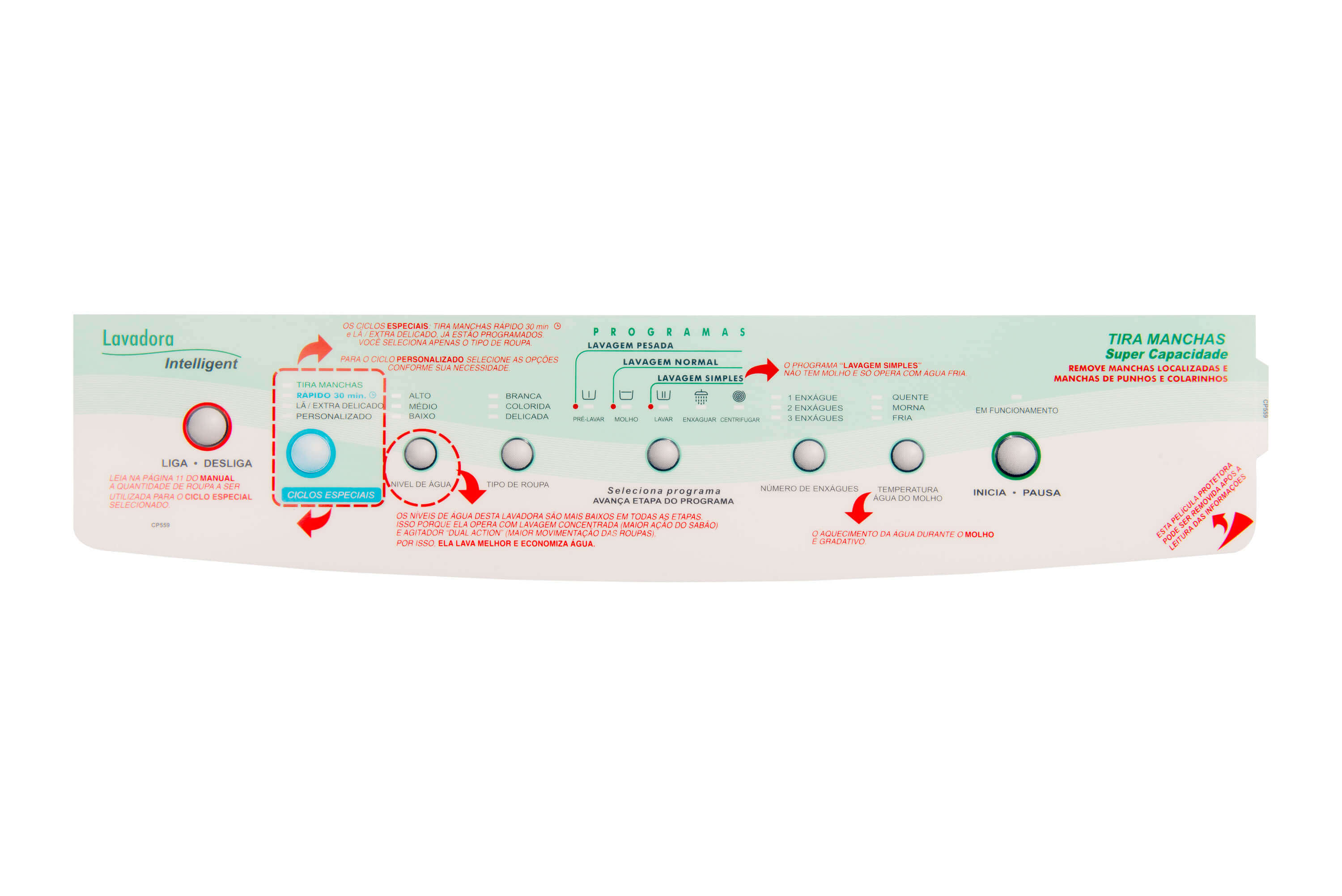 Painel Decorativo Lavadora Brastemp BWT24/BWQ24B