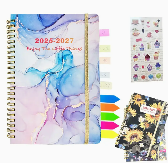 3-Year Planner 2025-2027 with 125 Index Stickers | Weekly & Monthly Journal for Goal Setting and Time Management