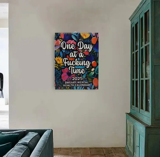 2025 Swear Word Affirmation Monthly Wall Calendar | Bold & Humorous Mental Health Planner with Inspirational Quotes & Floral Design