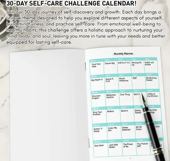 30-Day Self-Love & Personal Growth Journal | Daily Planner with Reflection, Meditation, Mood Tracking & Sleep Log for Self-Care