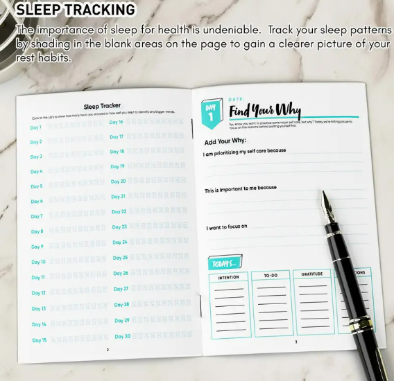30-Day Self-Love & Personal Growth Journal | Daily Planner with Reflection, Meditation, Mood Tracking & Sleep Log for Self-Care