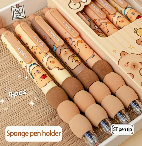  Stylish Cool Animal Pen Soft Round Grip Side Press Erasable Pen - 0.5mm Blue, 1pc & 4pcs Boxed