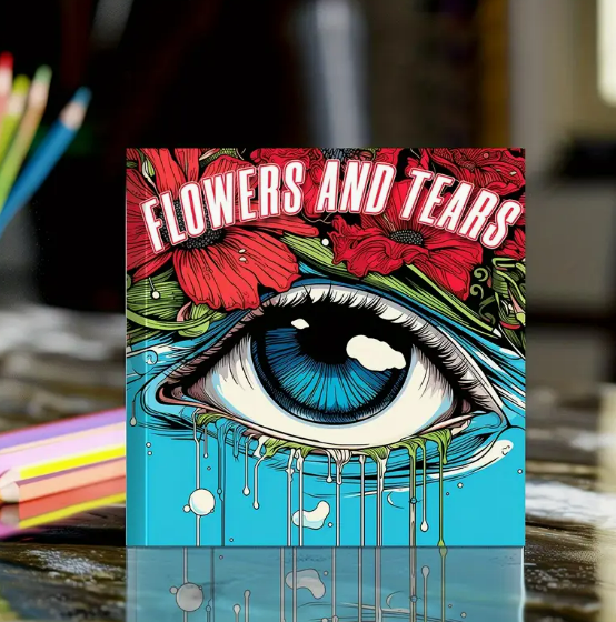 Tears and Flowers Theme Adult Coloring Book | Perfect Gift for Holidays, Birthdays, Mother's Day, Easter, Winter & New Year