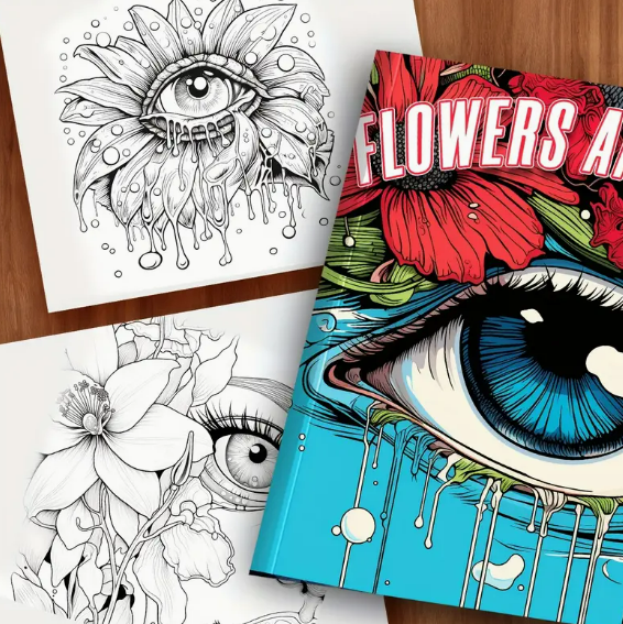 Tears and Flowers Theme Adult Coloring Book | Perfect Gift for Holidays, Birthdays, Mother's Day, Easter, Winter & New Year