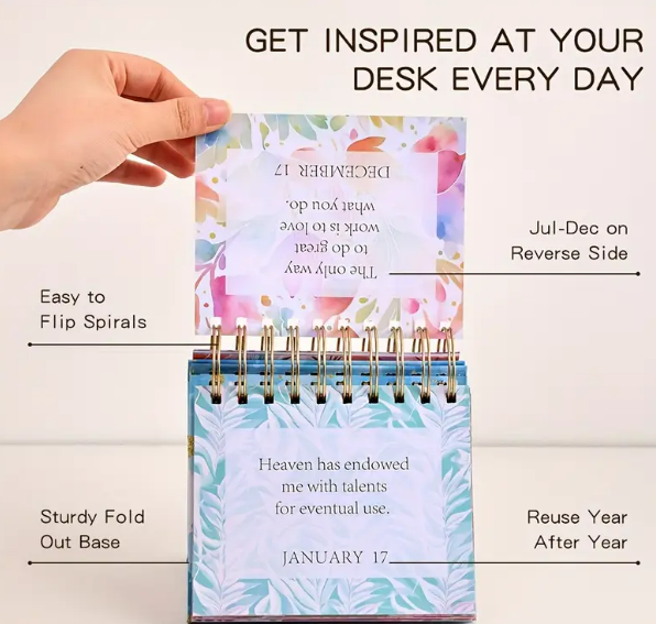 Motivational Desk Calendar 2025 | Daily Positive Affirmations | Self-Care Gift for Women & Teens | Inspirational Quotes | Office Decor