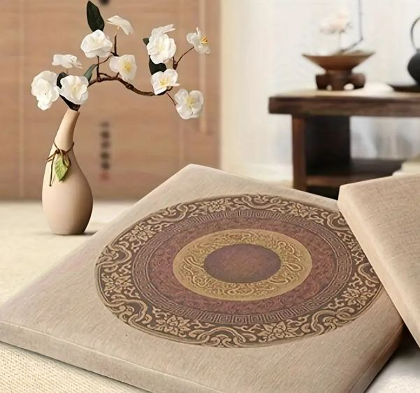 Meditation Seat | Zen Meditation Pillow | Natural Straw Mat Cushion | Minimalist Home Decor | Boho Floor Seating