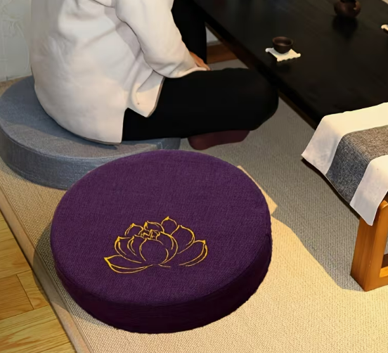 Lotus Meditation Cushion – Thick Round Floor Pillow for Yoga, Mindfulness, Kneeling & Boho Home Decor