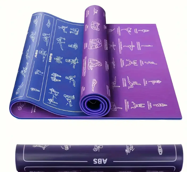 Yoga Exercise Mat with Printed Workout Guide