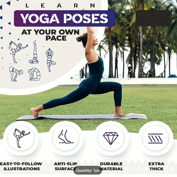 Yoga Exercise Mat with Printed Workout Guide