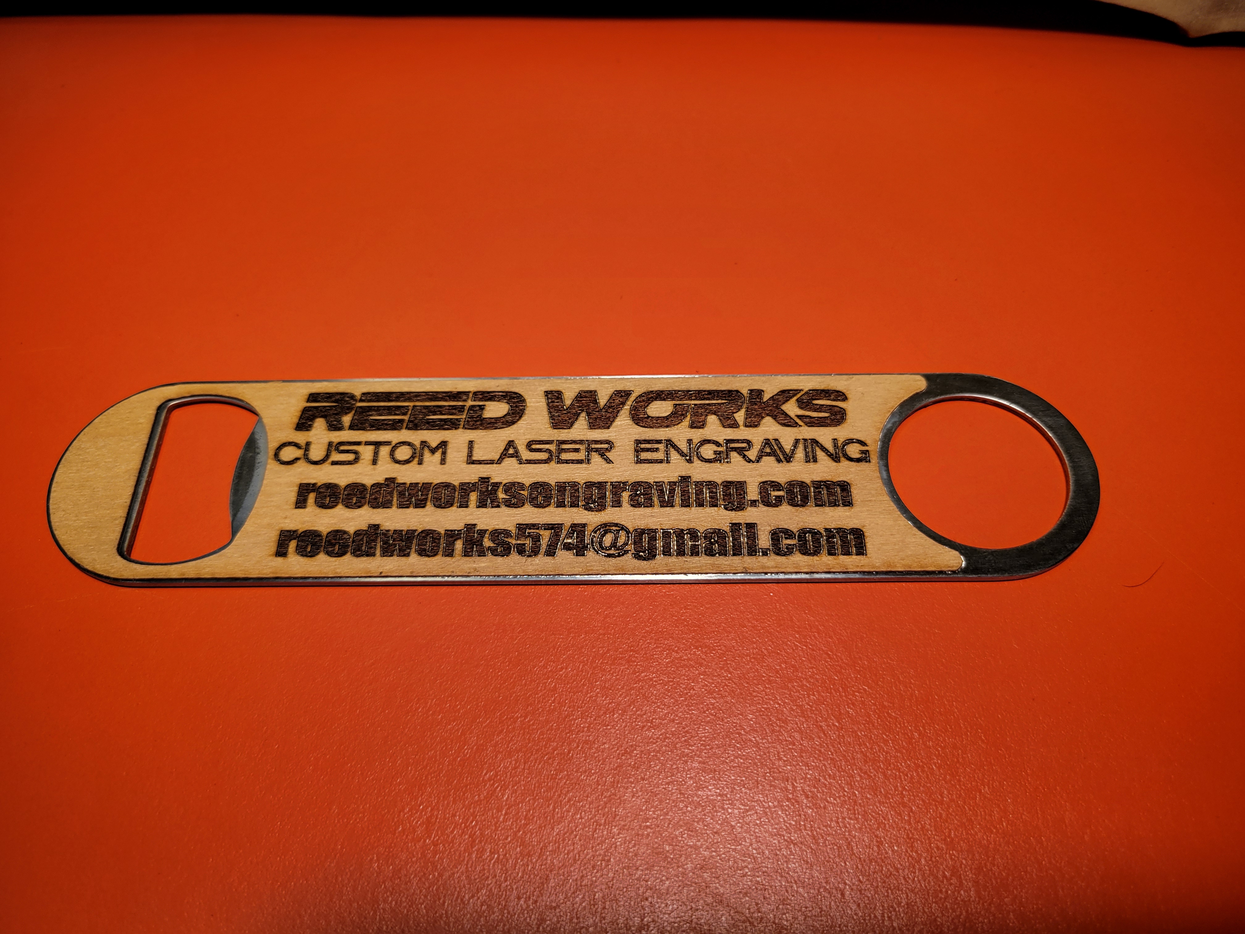 Personalized Stainless Steel Bottle Opener with Wood Handle