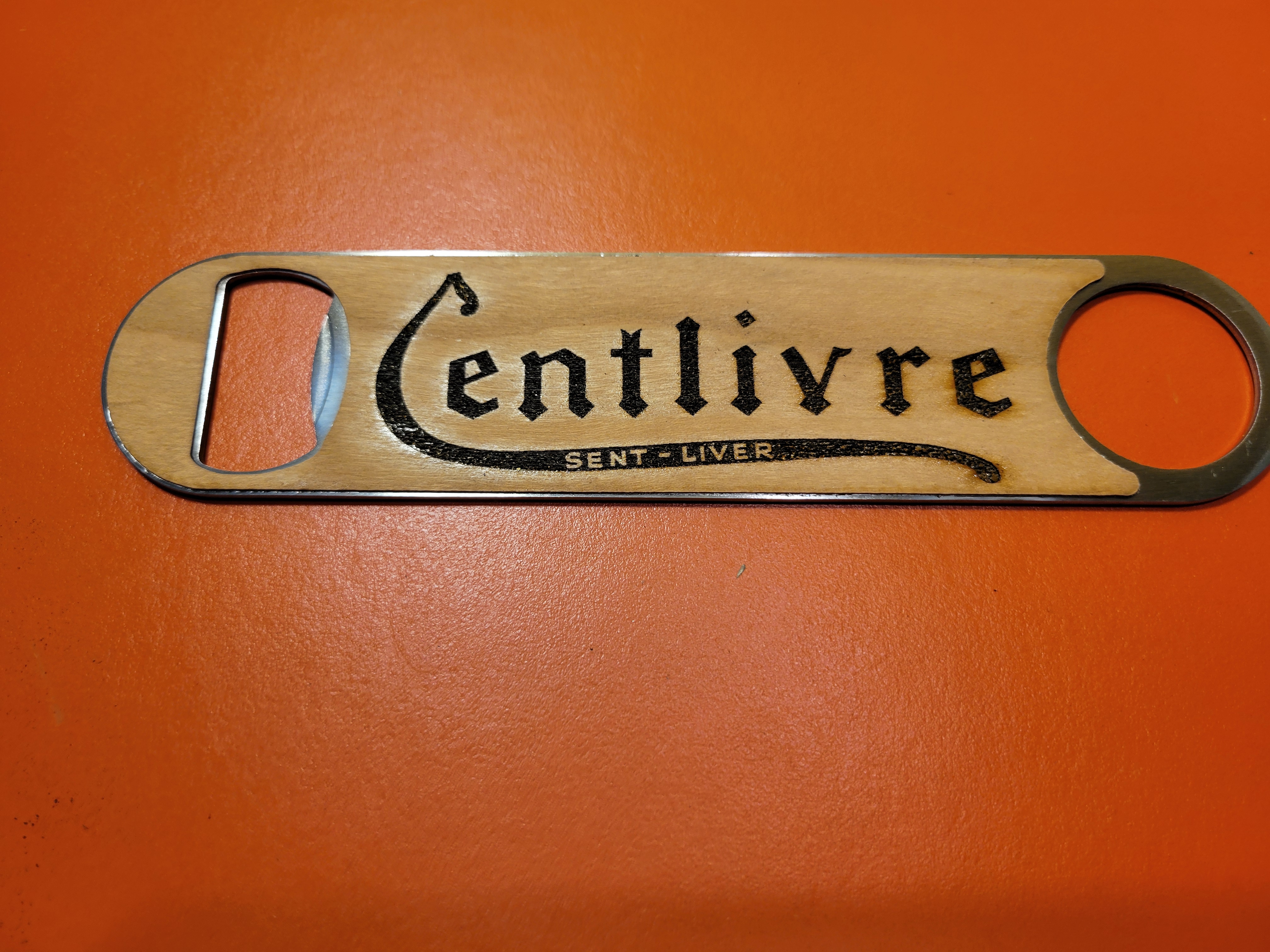 Personalized Stainless Steel Bottle Opener with Wood Handle