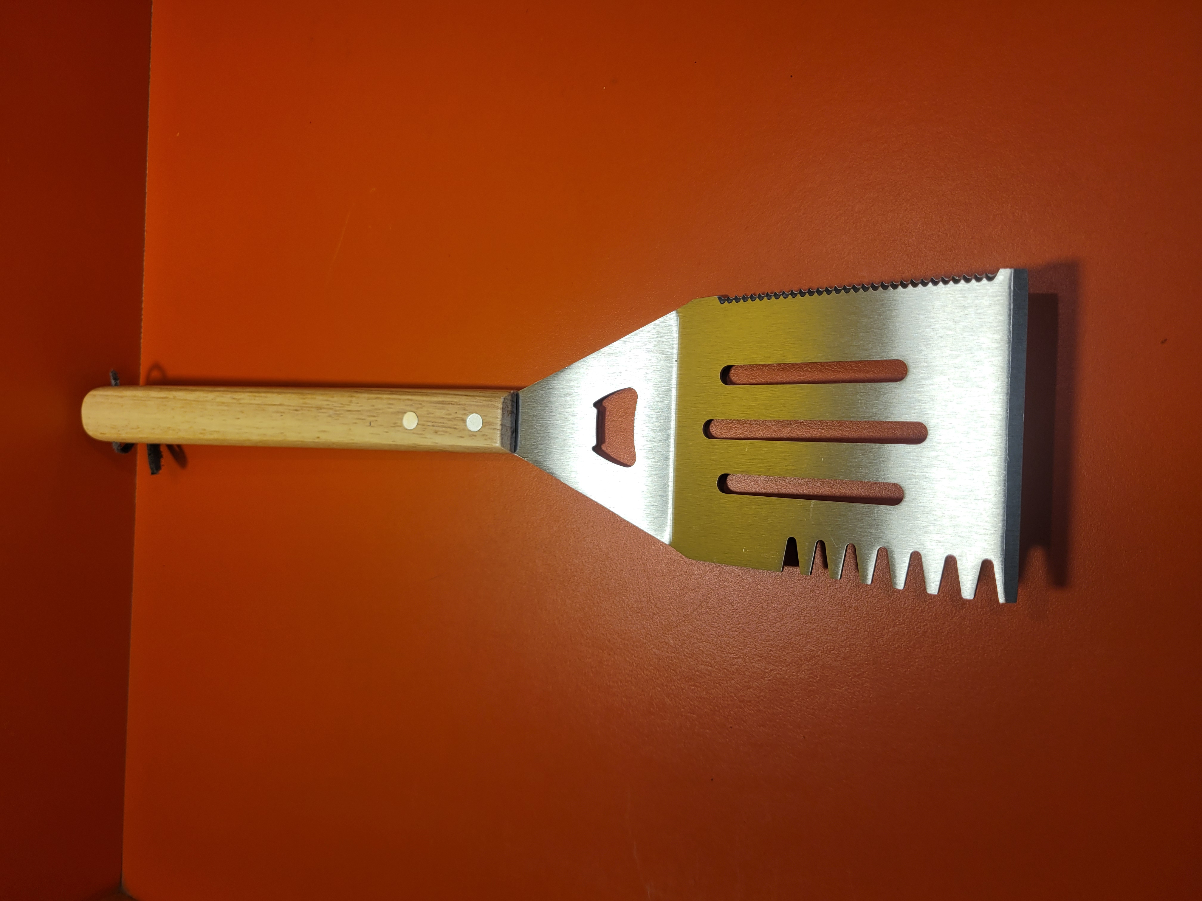 Personalized BBQ Grilling Spatula – 17" Stainless Steel with Wooden