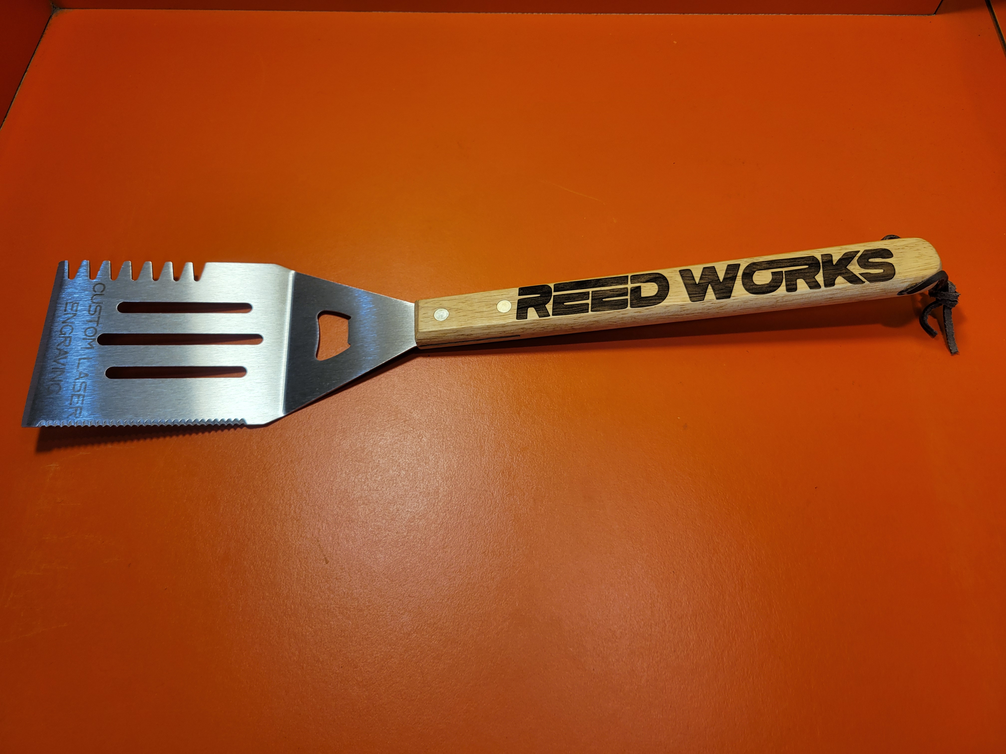Personalized BBQ Grilling Spatula – 17" Stainless Steel with Wooden