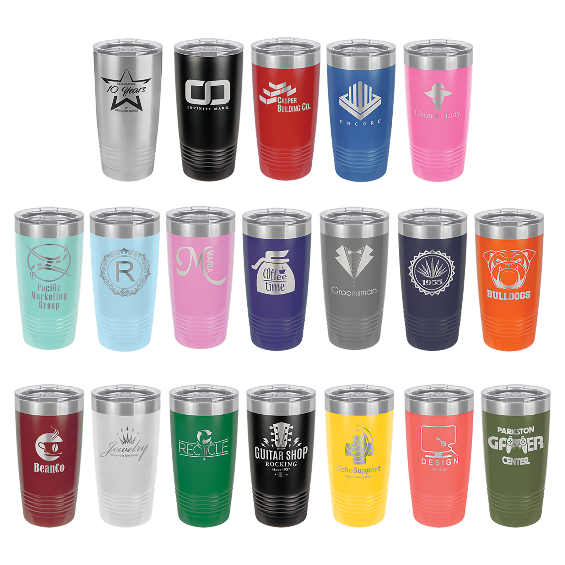Personalized Polar Camel® 20 oz. Ringneck Vacuum Insulated Tumbler with Lid – Available in 25 Colors