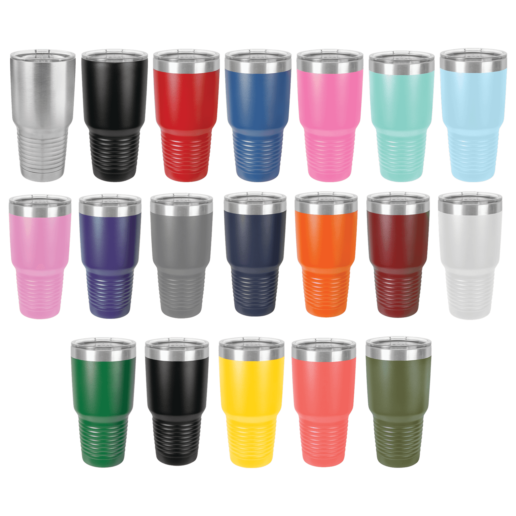 Personalized Polar Camel® 30 oz. Ringneck Vacuum Insulated Tumbler with Clear Lid – Available in 24 Colors