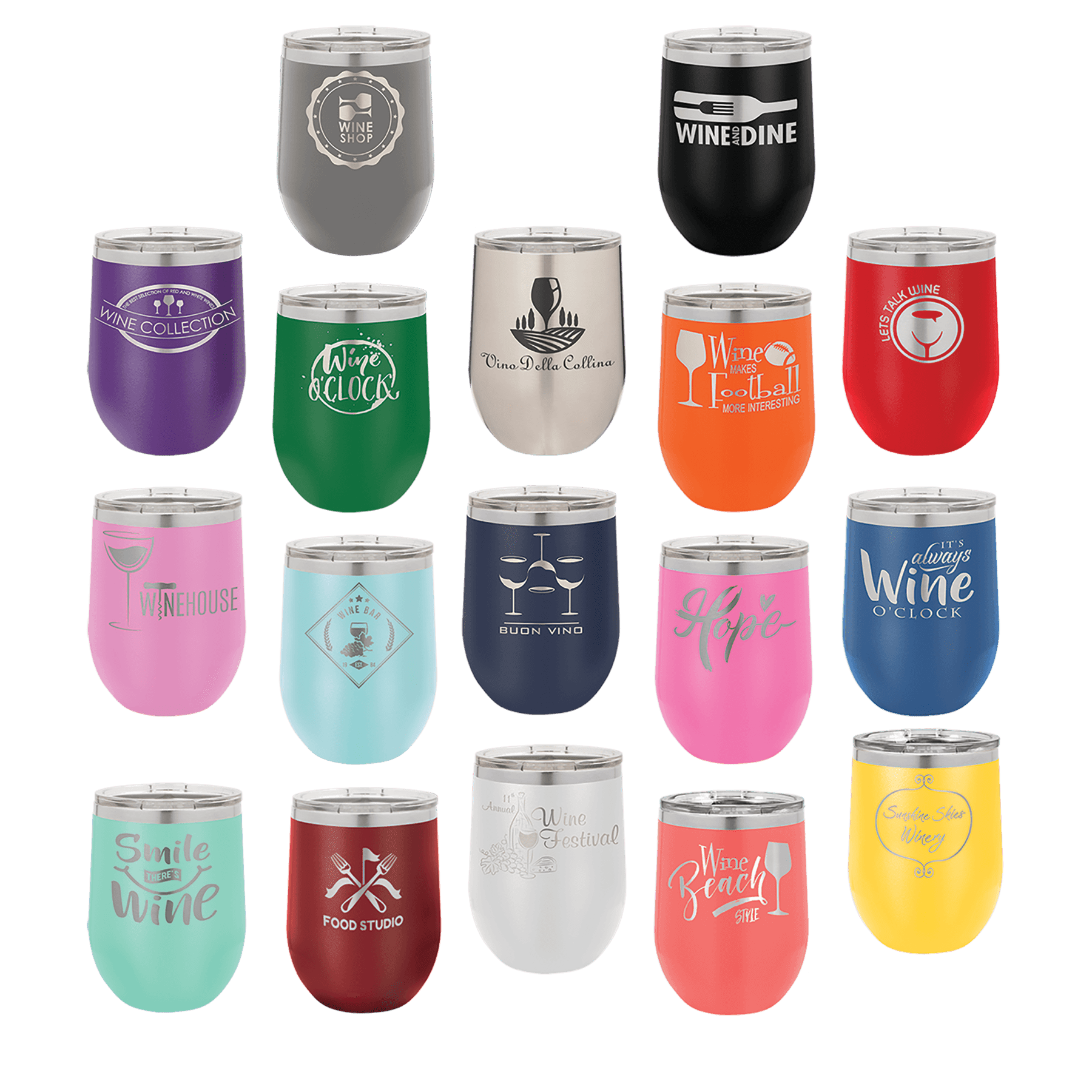 Personalized Polar Camel® 12 oz. Vacuum Insulated Stemless Wine Tumbler with Lid – Available in 24 Colors