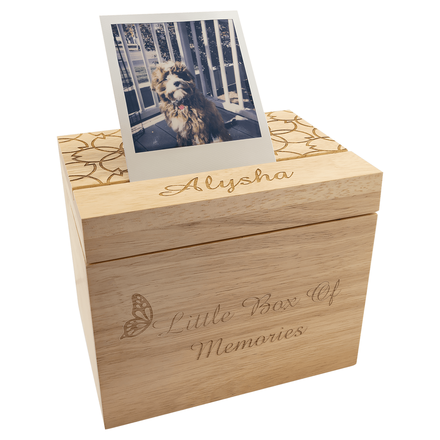 Custom Engraved Rubber Wood Keepsake Memory Box – Personalized Gift for Treasured Moments