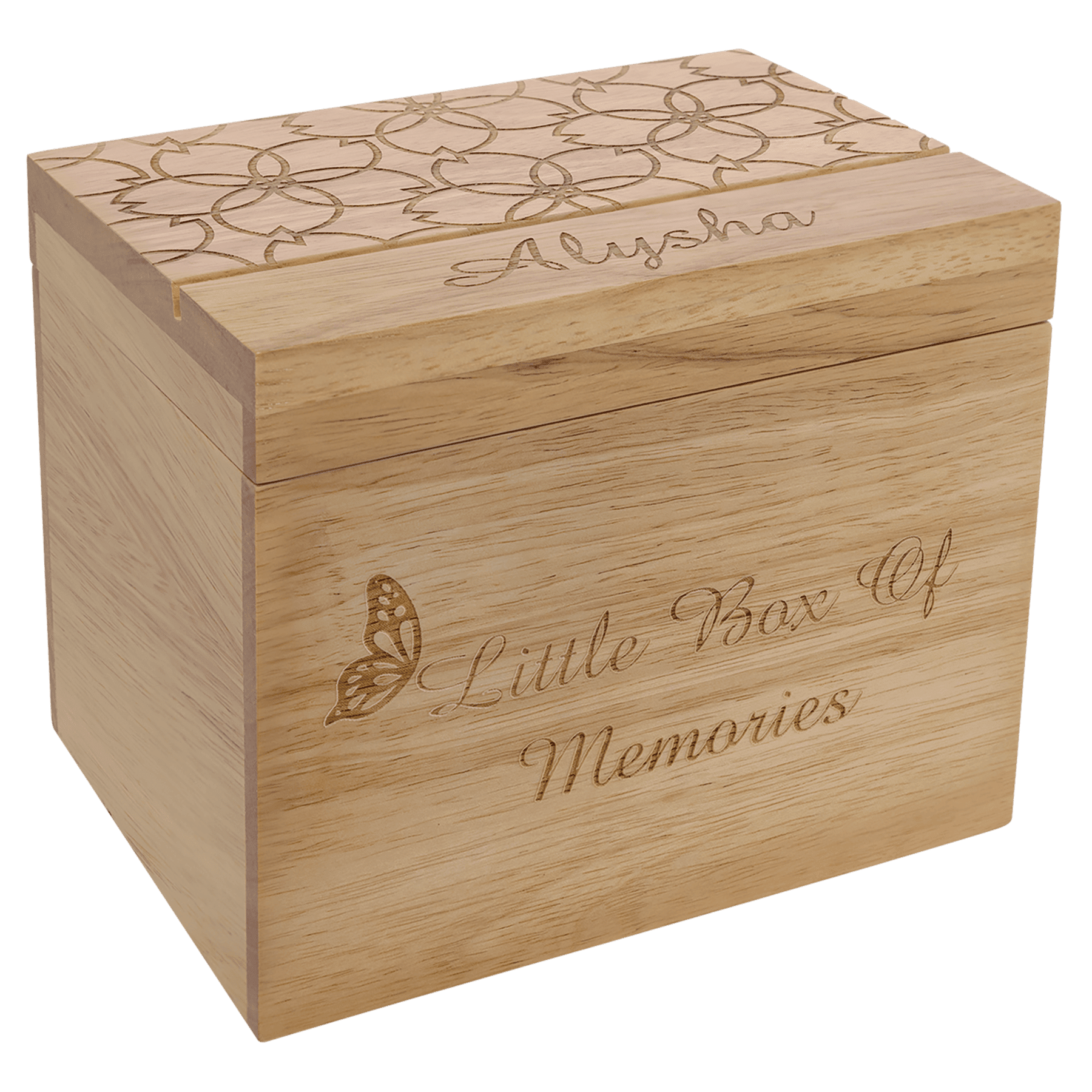 Custom Engraved Rubber Wood Keepsake Memory Box – Personalized Gift for Treasured Moments