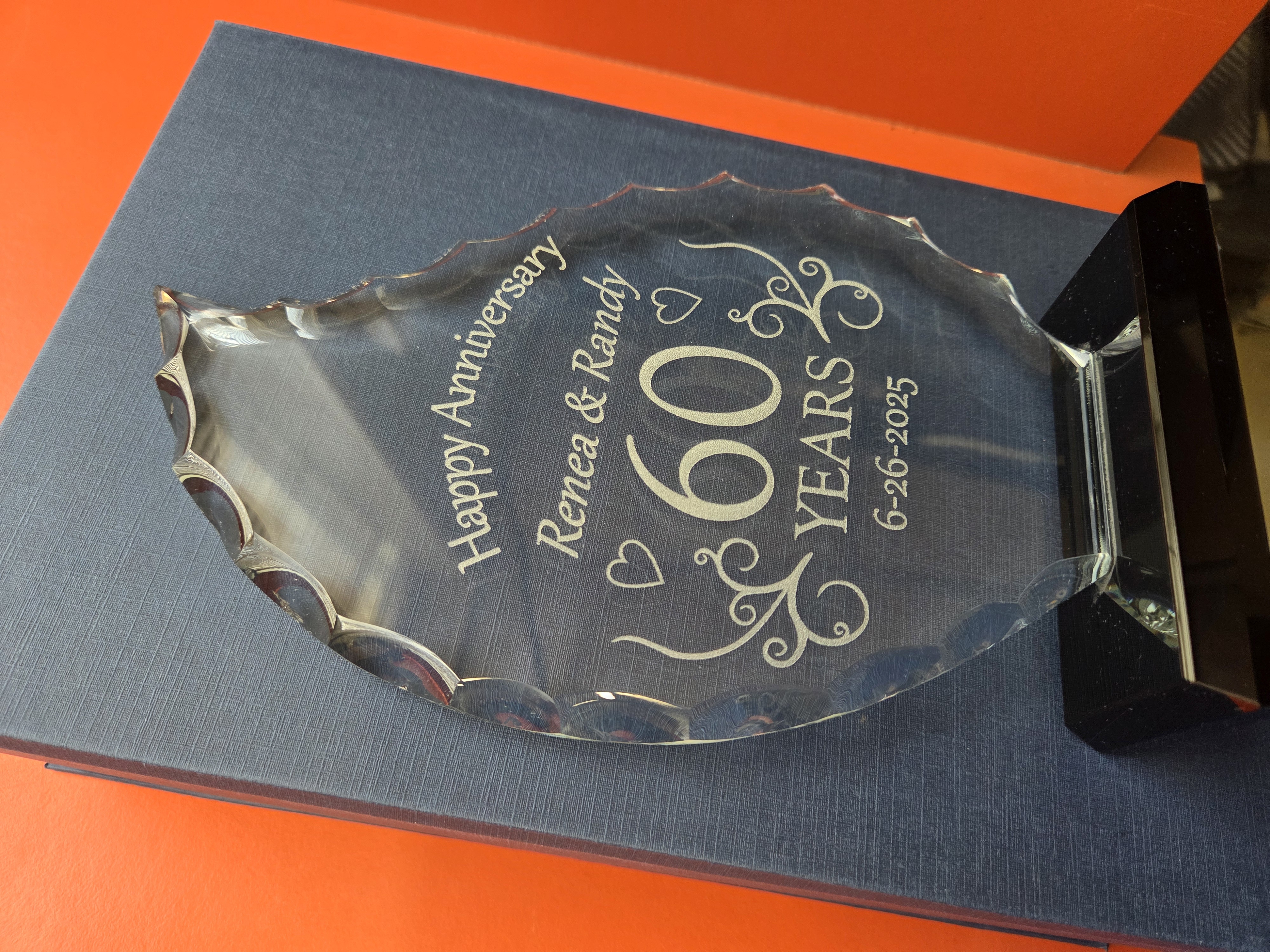 Custom Facet Glass Trophy on Black Base – Elegant & Personalized Awards