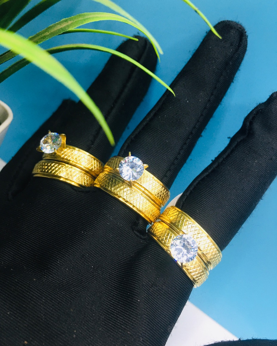 Gold Diamond Rings Set