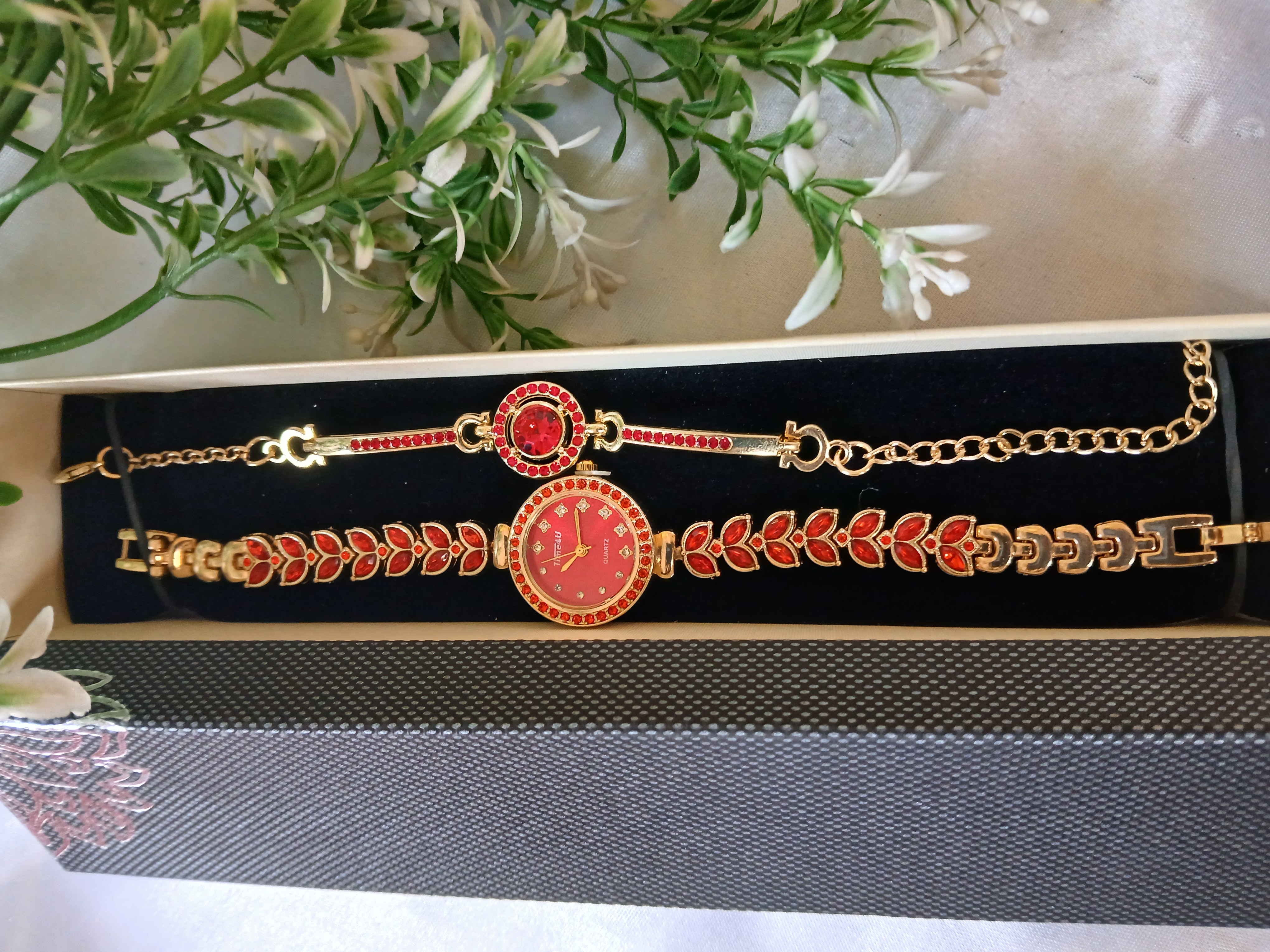 Elegant Red and Gold Watch