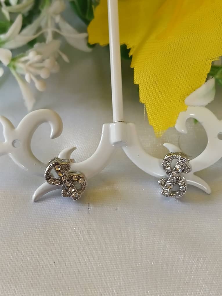 shimmering stones Dollar Sign Earrings