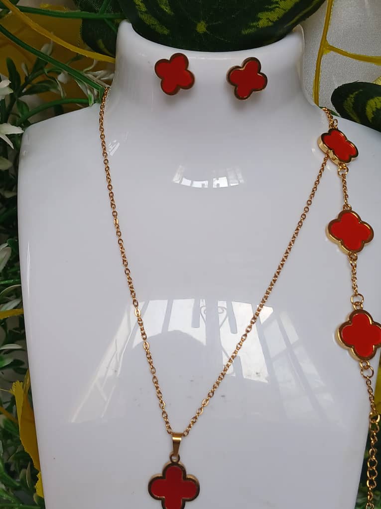 Gold Necklace and Earrings Set