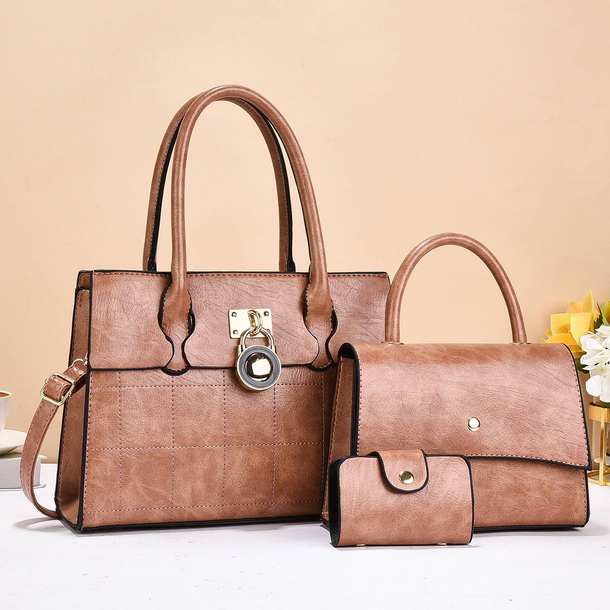 Elegant Leather Handbag Set