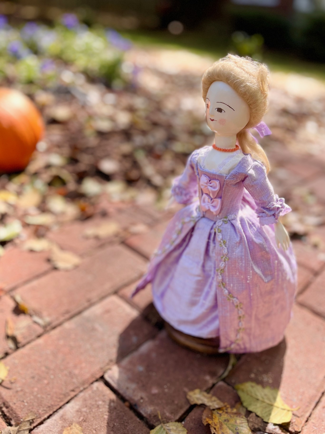 English Wooden Doll - Lilac Silk