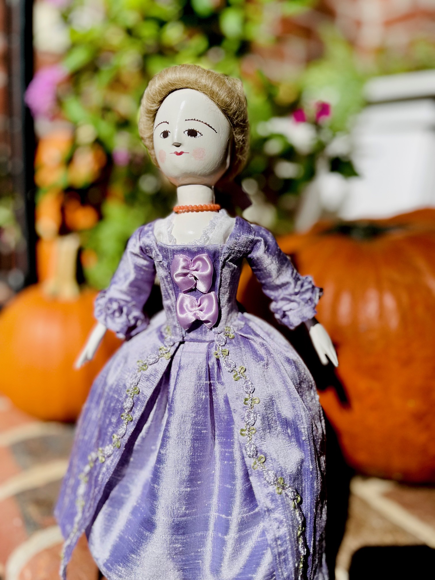 English Wooden Doll - Lilac Silk
