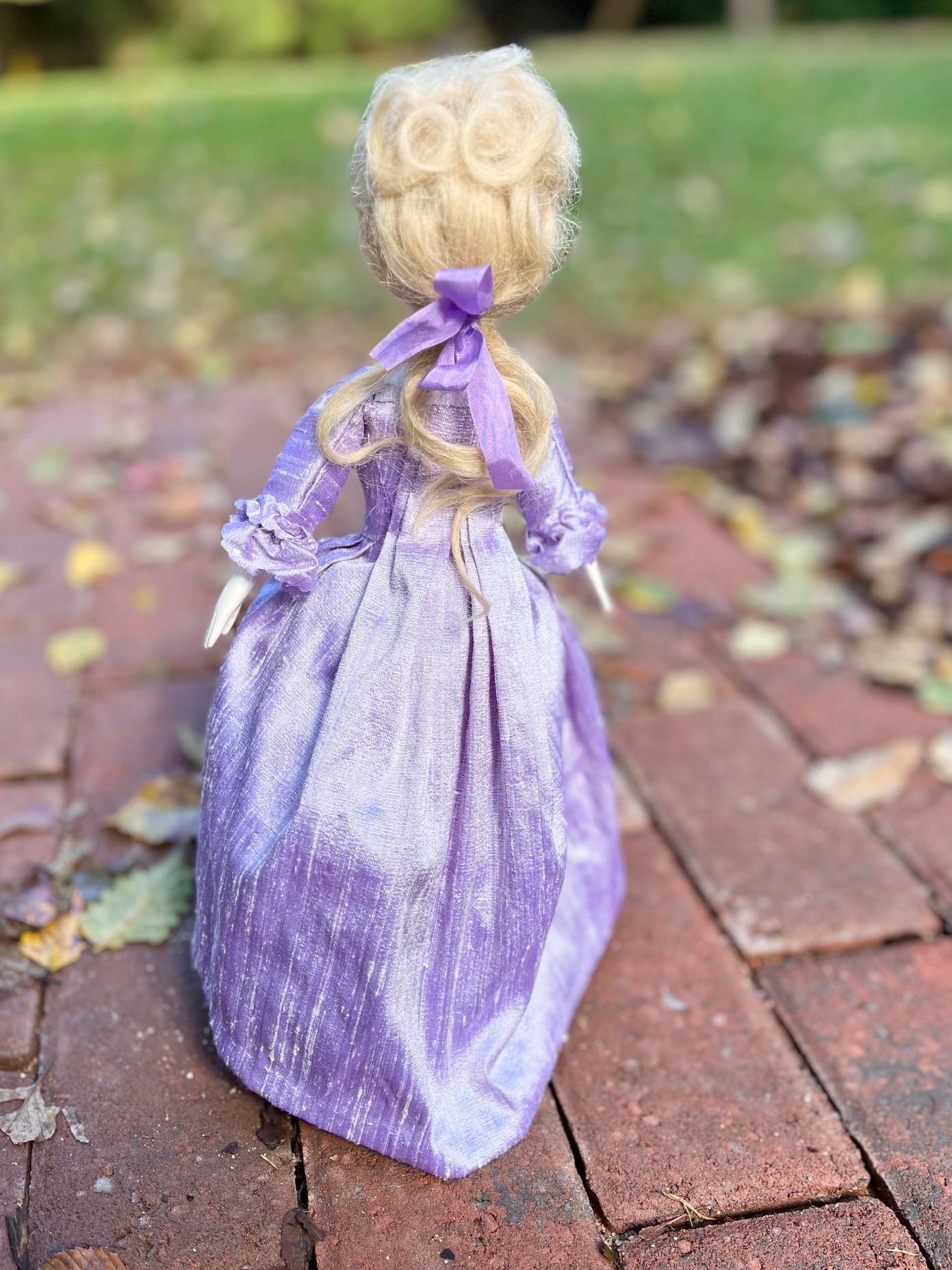 English Wooden Doll - Lilac Silk