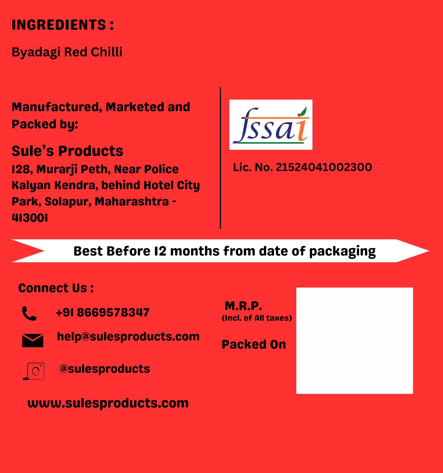 Byadagi Red Chilli Powder