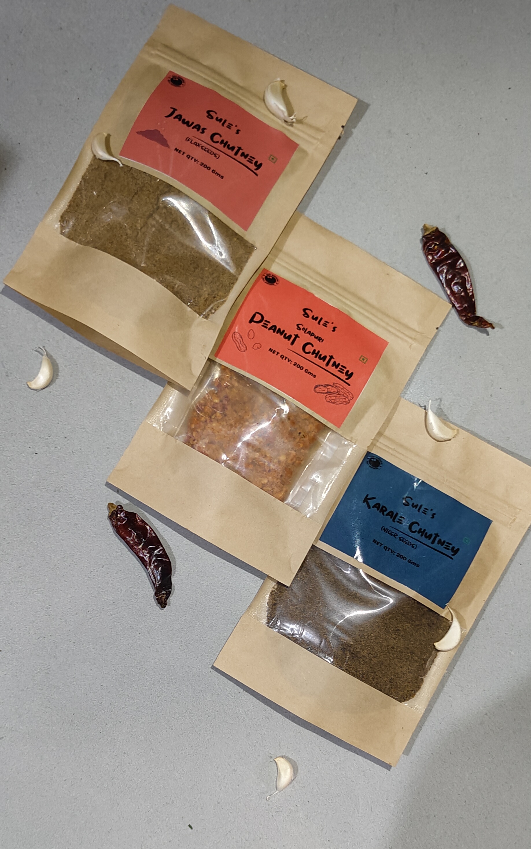 Chutney Combo - Solapur Special Peanut Chutney | Jawas (Flaxseeds) Chutney | Karale (Niger Seeds) Chutney