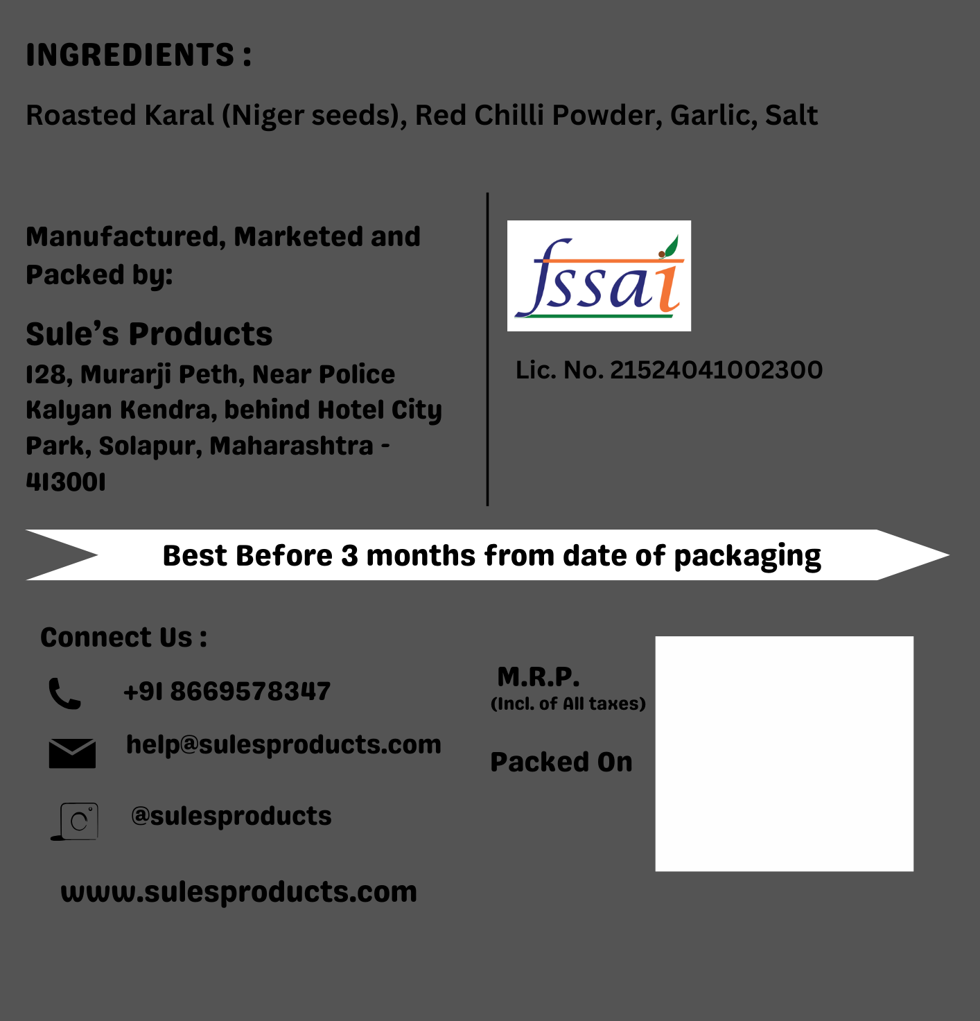 Karale (Niger Seeds) Chutney