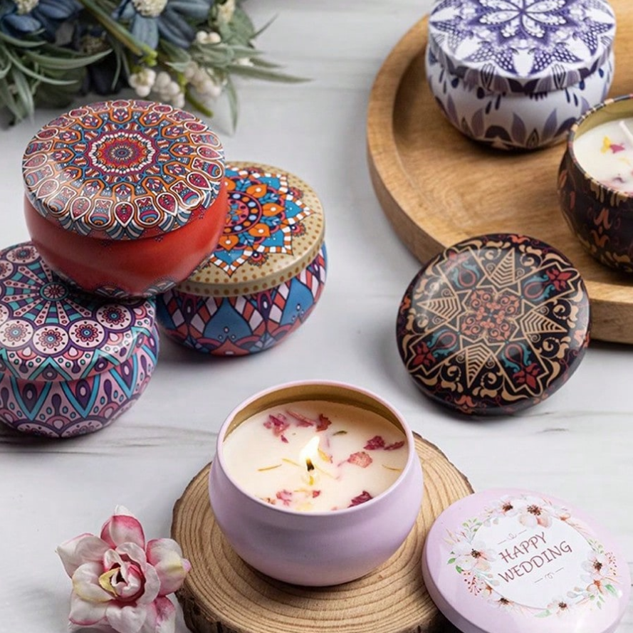 Decorative Scented Candles in Tin Jar