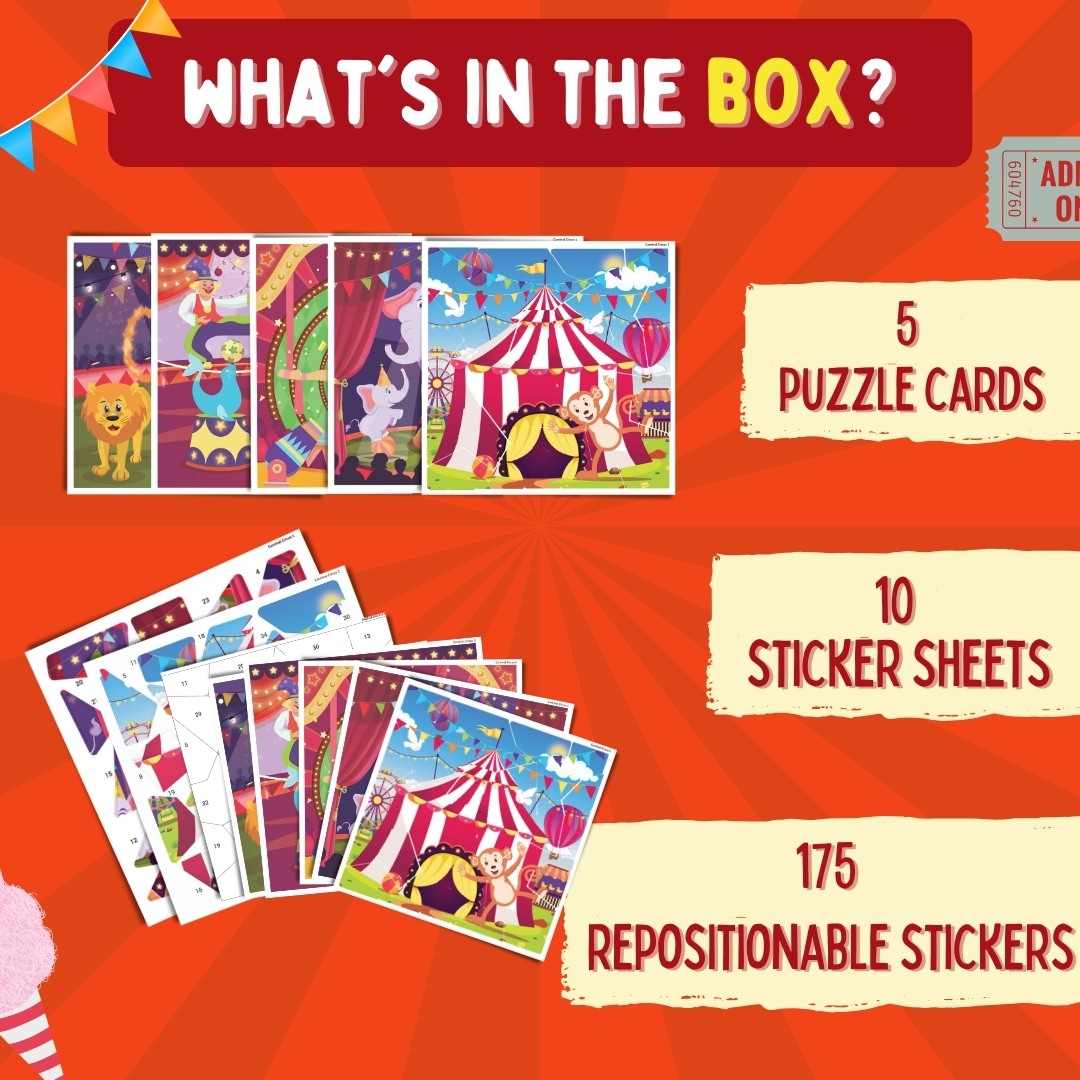 Mosaic Stickers Puzzle by Numbers – Circus Carnival