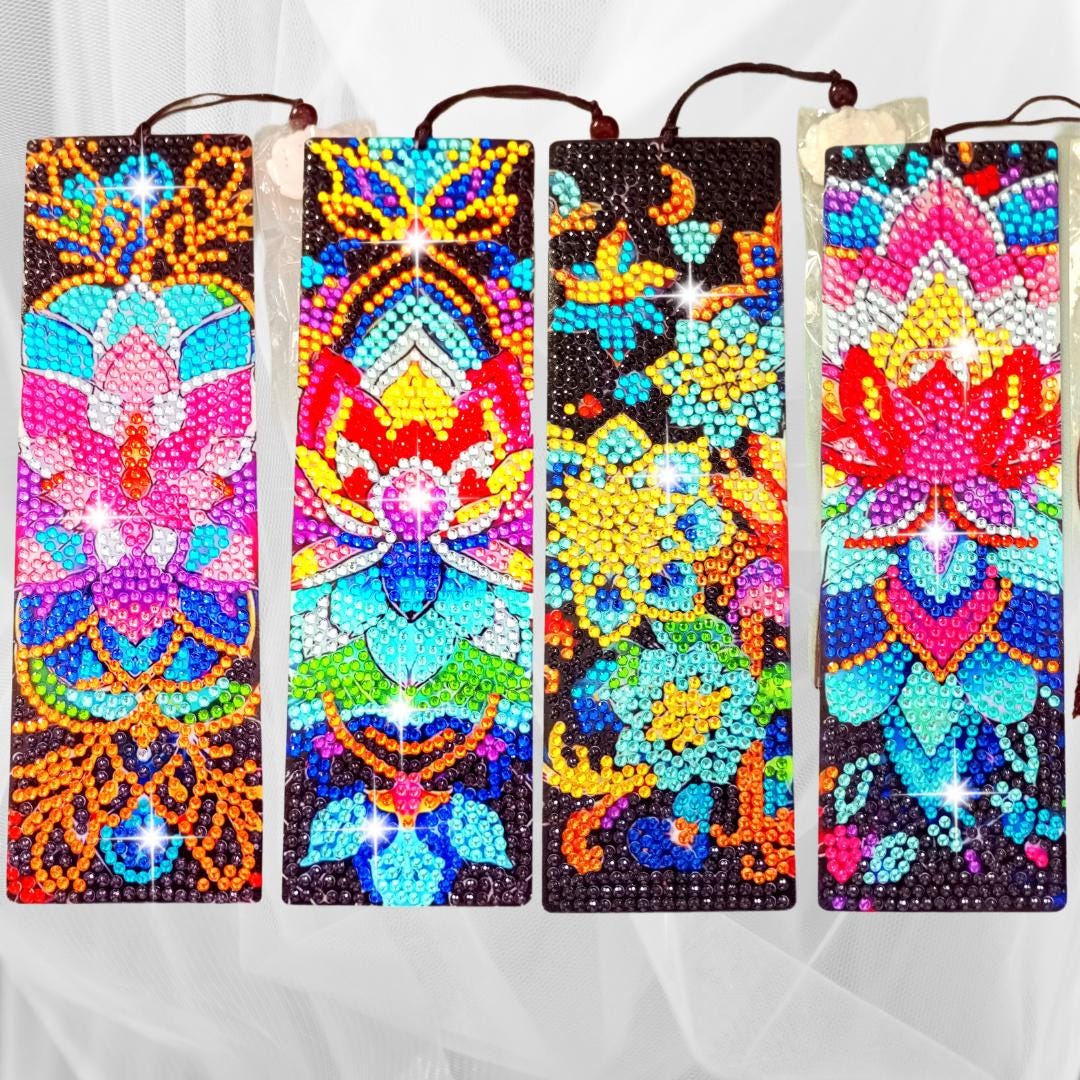 Handmade Diamond Painting Bookmarks (Set of 4 Sold Individually) – Sparkly Gift for Book Lovers, Women, Gift for Her