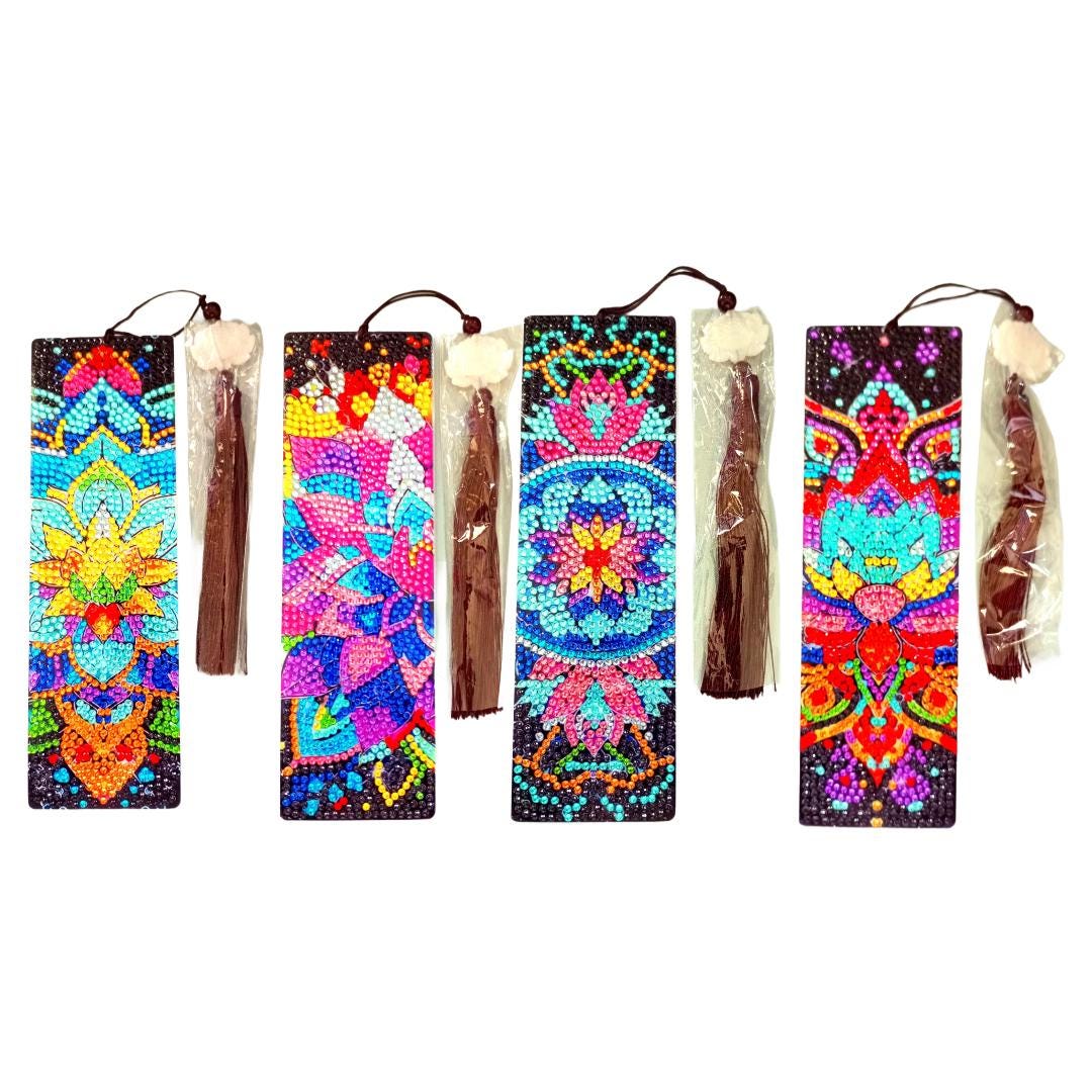 Handmade Diamond Painting Bookmarks (Set of 4) – Sparkly Gift for Book Lovers, Women, Gift for Her