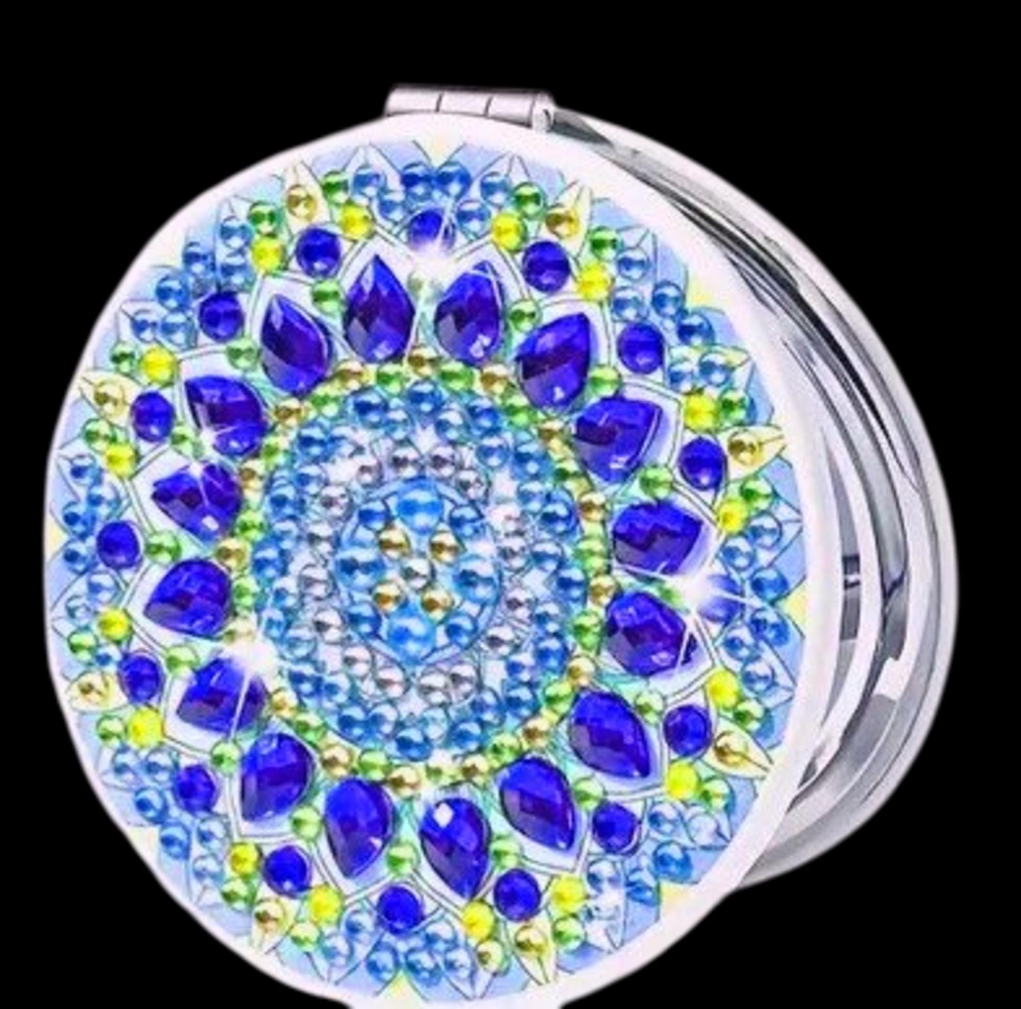 Handmade Rhinestone Diamond Painting Compact Mirror: Sparkly Purse Accessory-Choice Of 4