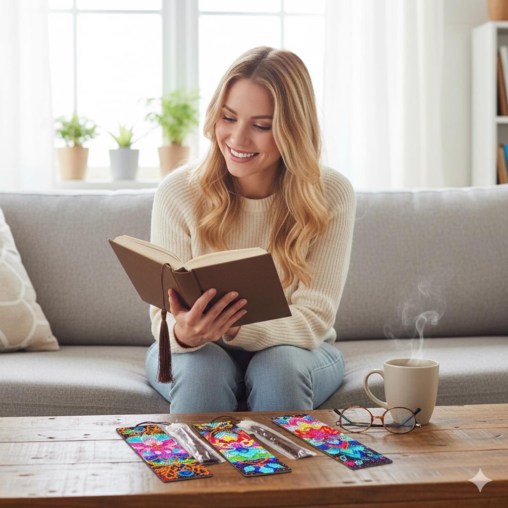 Handmade Sparkly Bird Bookmarks: Rhinestone Diamond Painting, Set of 4-Sold Individually